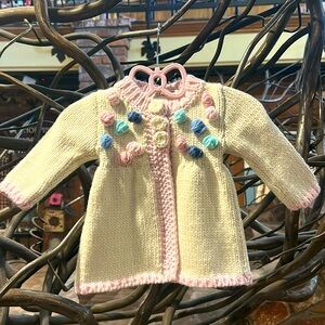 NWT Huggalugs Infant White  Knit Poppy Sweater